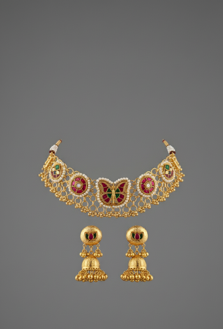Gold Ridhima Rajwadi Choker Set