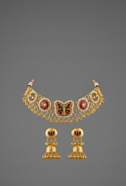 Gold Ridhima Rajwadi Choker Set
