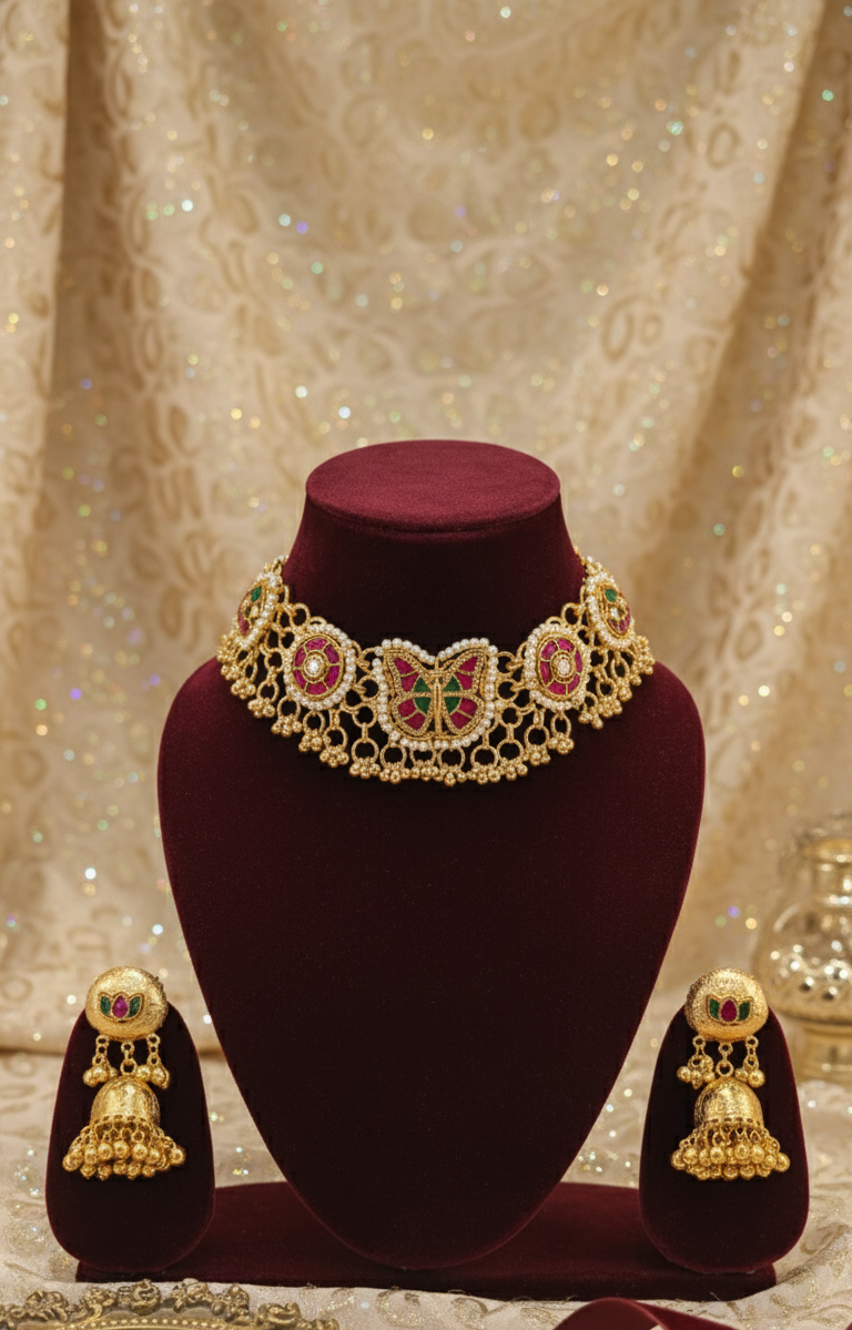 Gold Ridhima Rajwadi Choker Set