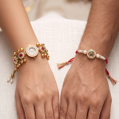 Multicolor Vihana Bhai Bhabhi Watch Rakhi Combo