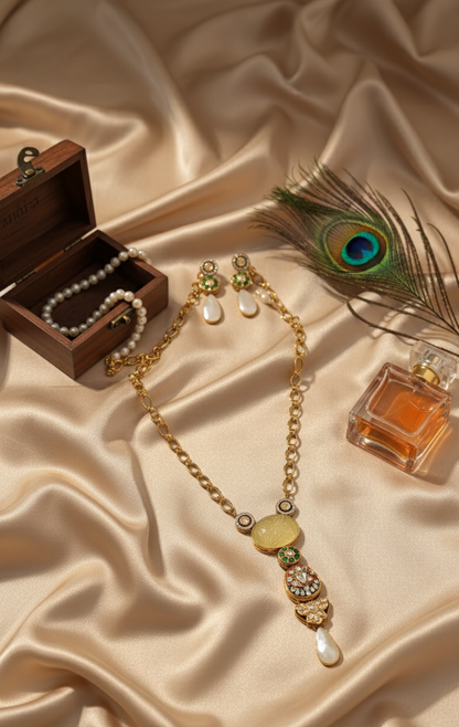 Gold Kavya Antique Necklace Set