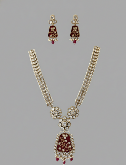 Maroon Padmini Raanihaar Necklace Set