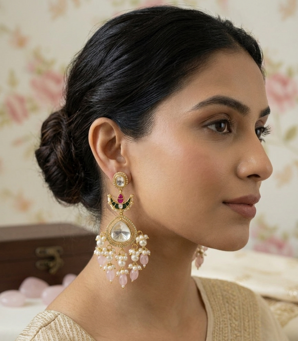 Pink Jhanvi Dangler Earrings