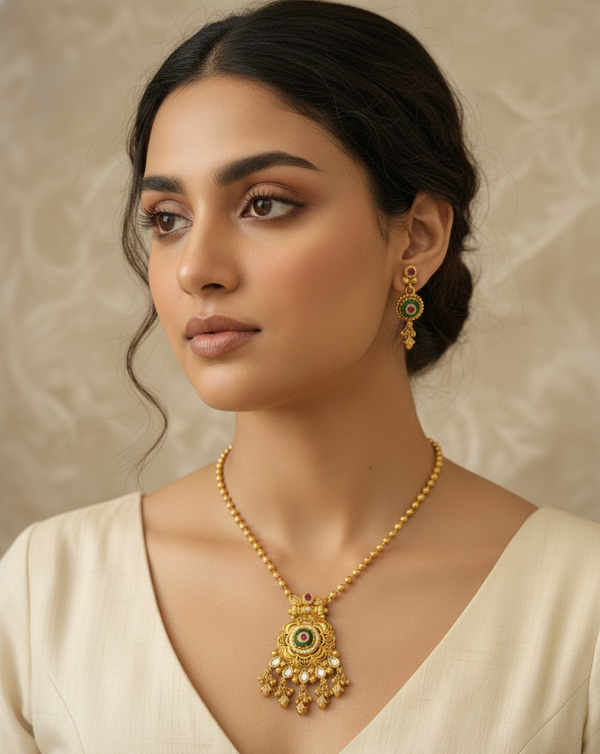 Multicolor Vrishti Heritage Pendant Set