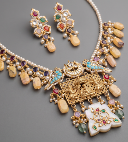 Multicolor Mohini Pachi Kundan Set