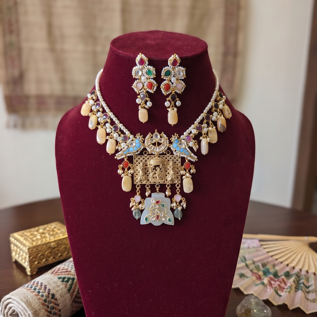 Multicolor Mohini Pachi Kundan Set