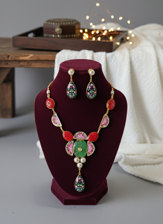 Multicolor Aadhya Rajwadi Necklace Set