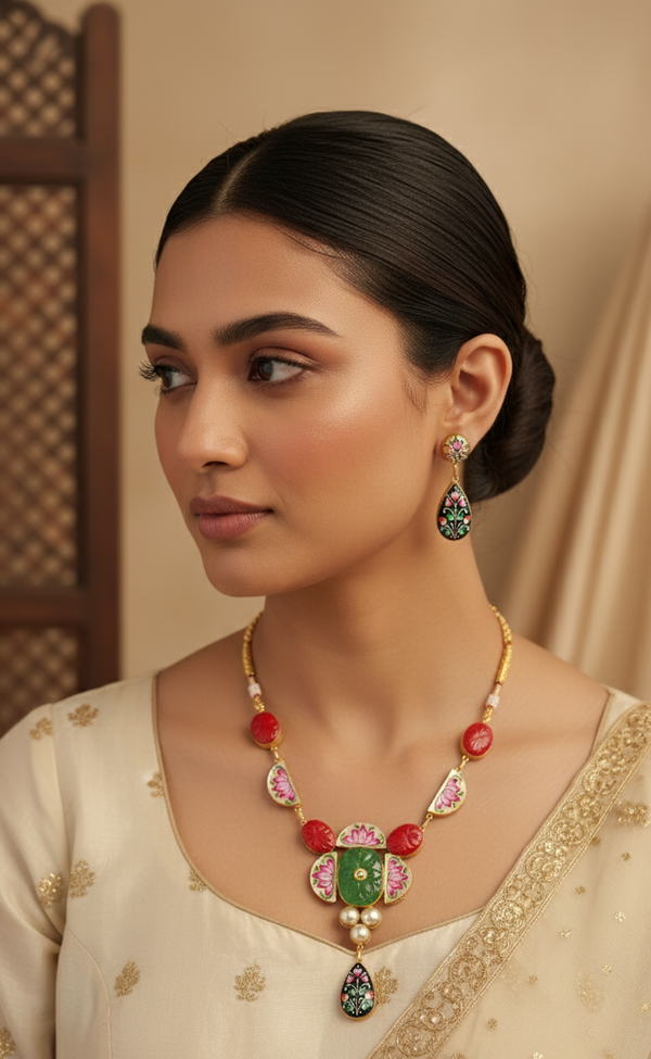 Multicolor Aadhya Rajwadi Necklace Set
