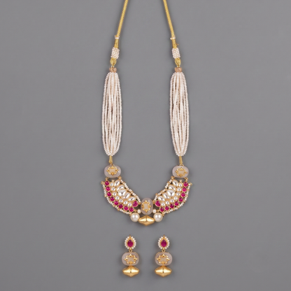 Pink Nivara Pachi Kundan Set