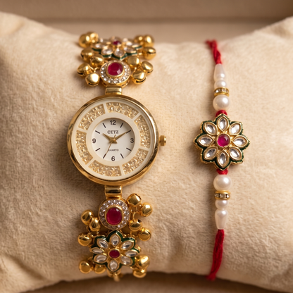 Multicolor Zariya Bhai Bhabhi Watch Rakhi Combo