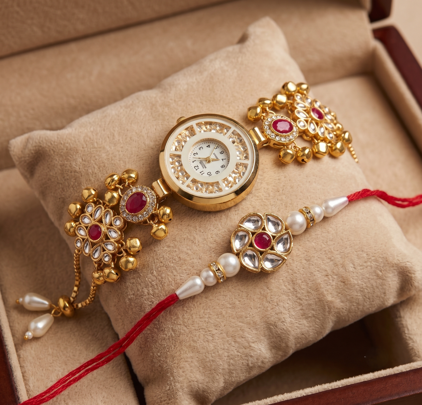Multicolor Heena Bhai Bhabhi Watch Rakhi Combo