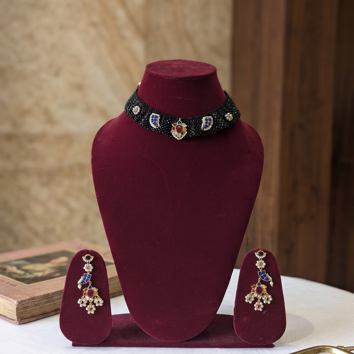 Black Devyani Pachi Kundan Set