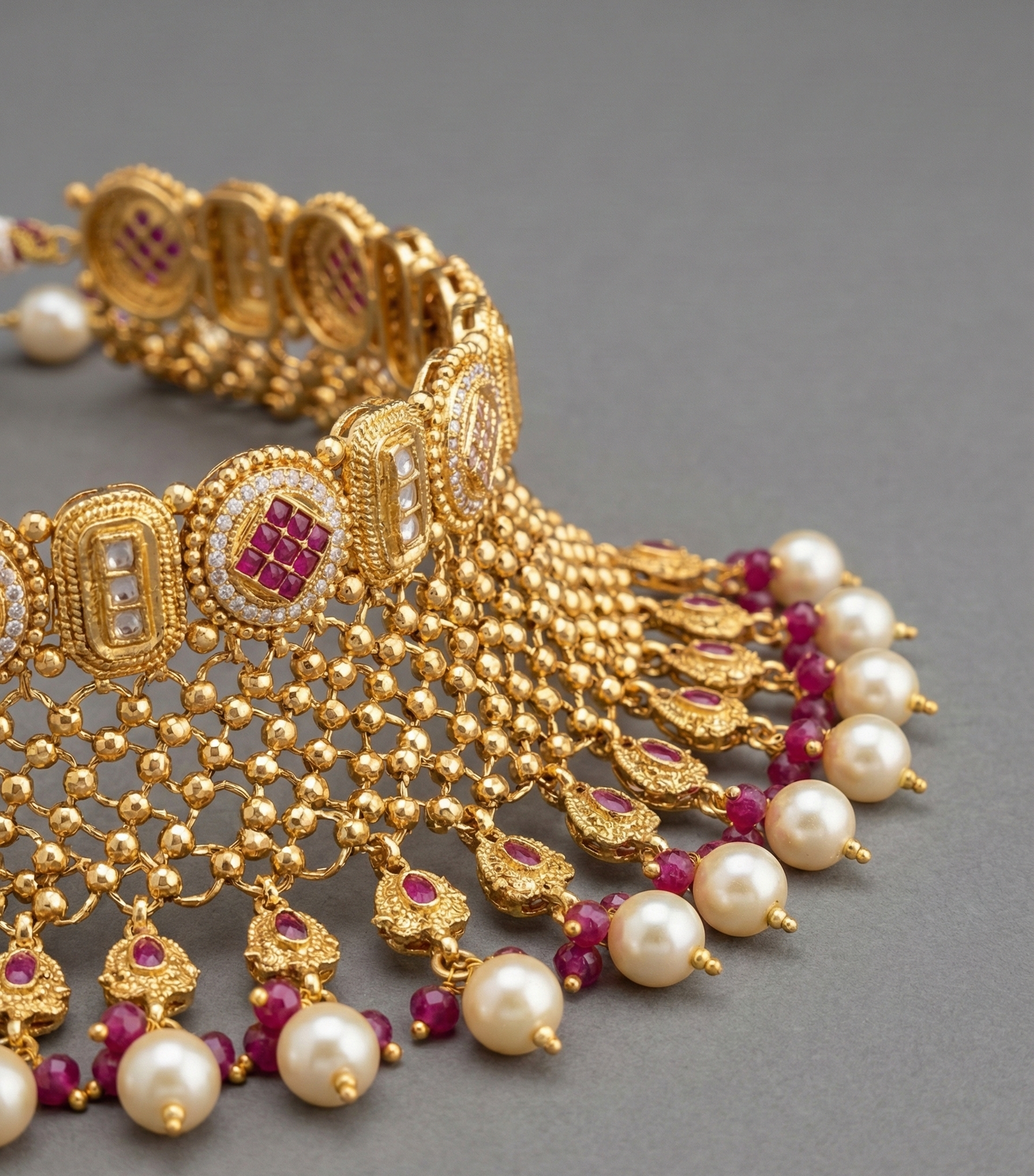 Golden Viara Rajwadi Choker Set