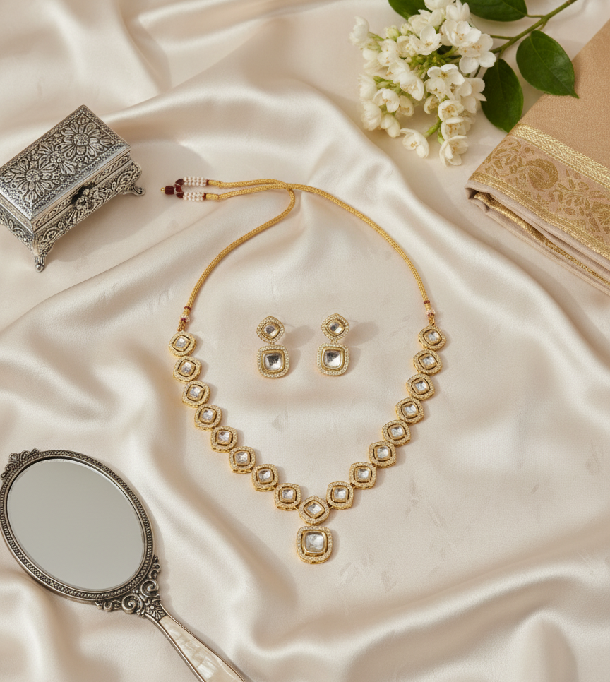 Ivory Zafira Kundan Necklace Set