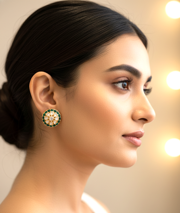 Emerald Kundan Aavya Studs