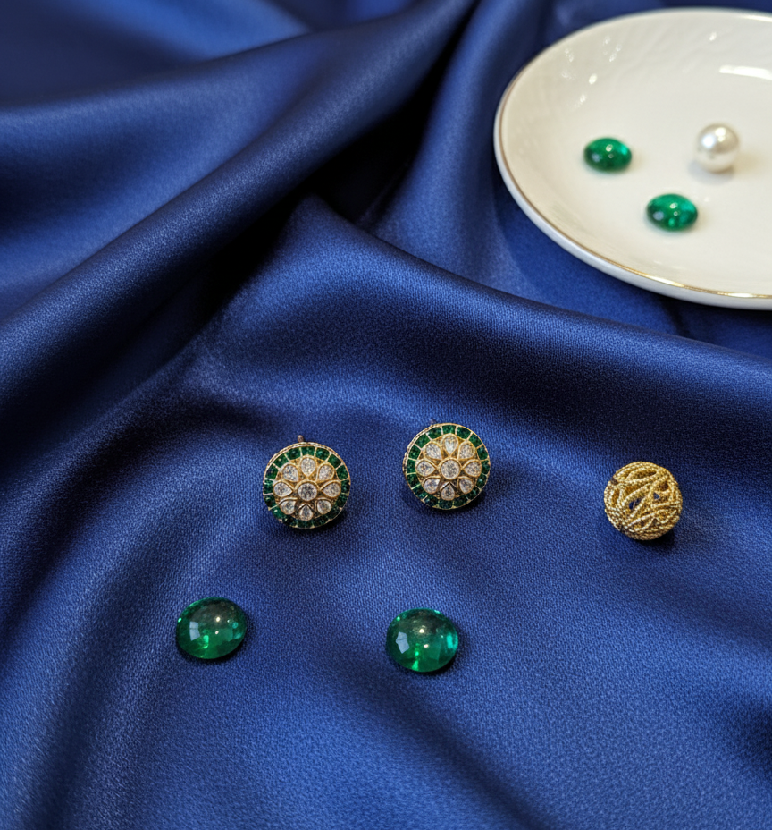 Emerald Kundan Aavya Studs