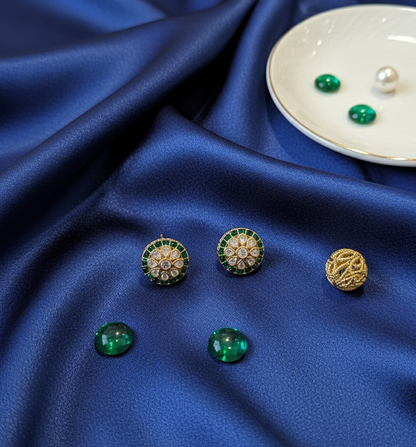 Emerald Kundan Aavya Studs