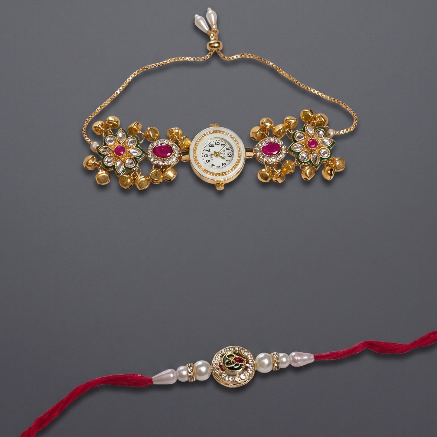 Multicolor Vihana Bhai Bhabhi Watch Rakhi Combo