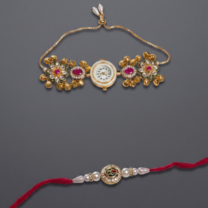 Multicolor Vihana Bhai Bhabhi Watch Rakhi Combo