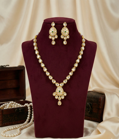 Ivory Green Kashvi Kundan Necklace Set