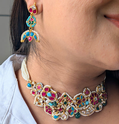 Multicolor Haarini Pachi Kundan Set