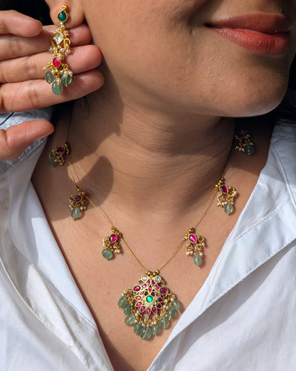 Mint Green Anushri Pachi Kundan Set