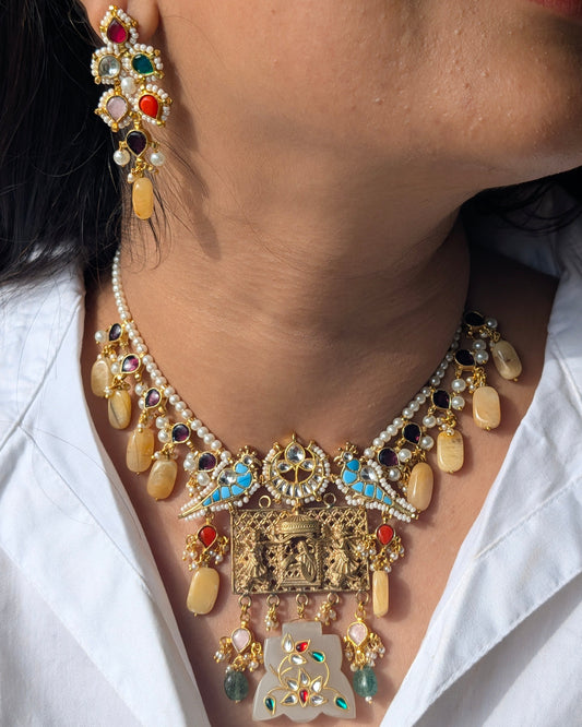 Multicolor Mohini Pachi Kundan Set