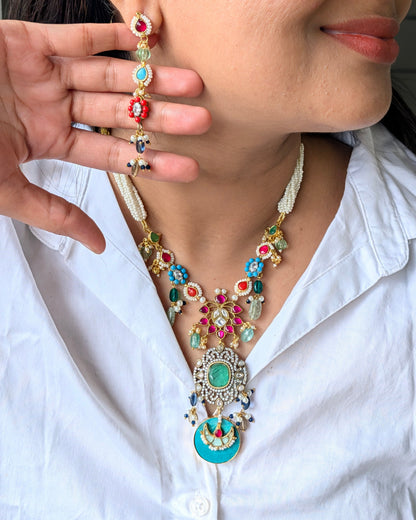 Multicolor Chandrika Pachi Kundan Set