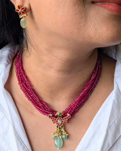 Pink Kusumita Pachi Kundan Set