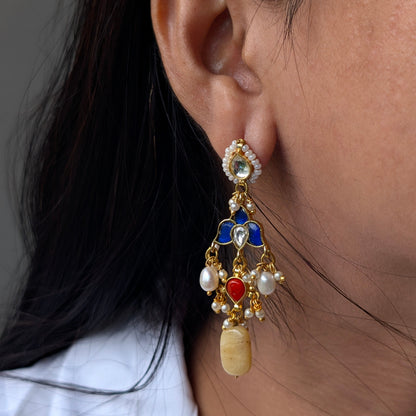 Multicolor Chandralekha Pachi Kundan Earrings