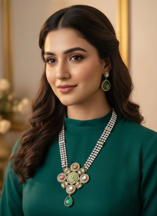 Green Siya Kundan Heritage Necklace Set