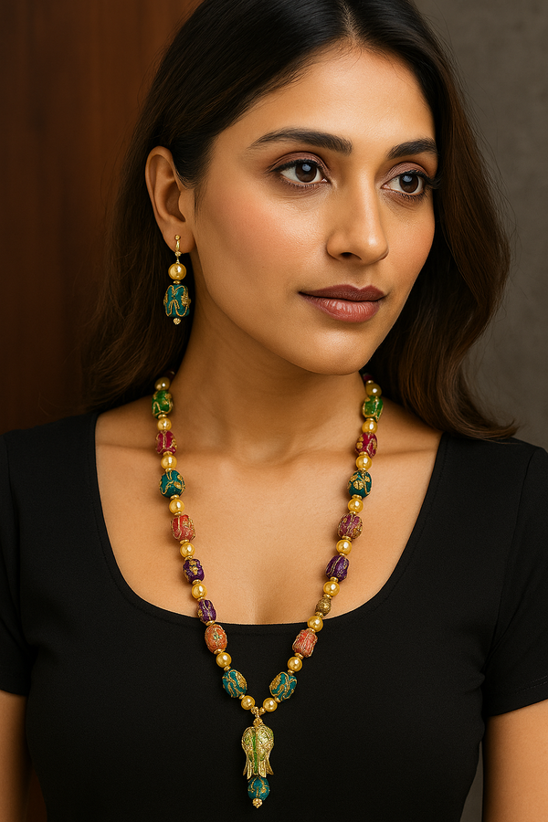 Multicolor Payal Heritage Beaded Necklace Set