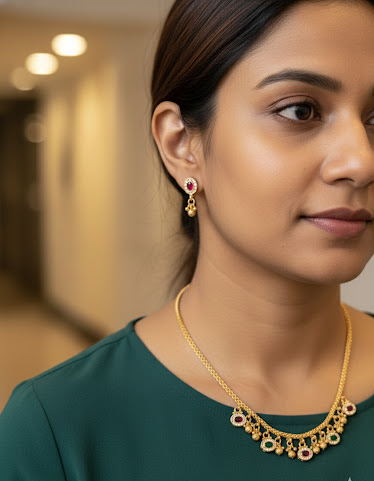 Pink And Green Kavya Antique Necklace Set